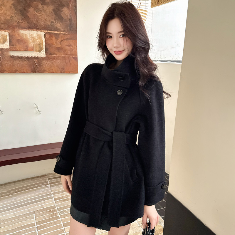 2025 Autumn/Winter New French Style Waist-Cinching Elegant Versatile Stand Collar Double-Sided Cashmere Coat Women's Short Woolen Jacket 2025 Autumn/Winter New French Style Waist-Cinching Elegant Versatile Stand Collar Double-Sided Cashmere Coat Women's Short Woolen Jacket