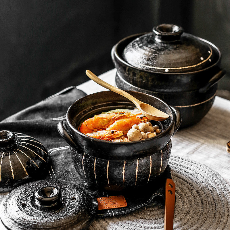 Suiyanmei Japan imported small forest double cover Wangu cooking pot rice stew soup casserole rice casserole