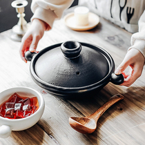Black and white doodle pot Japan imported Wangu Roast Pottery Bowl casserole stew cooking rice soup pot pot rice
