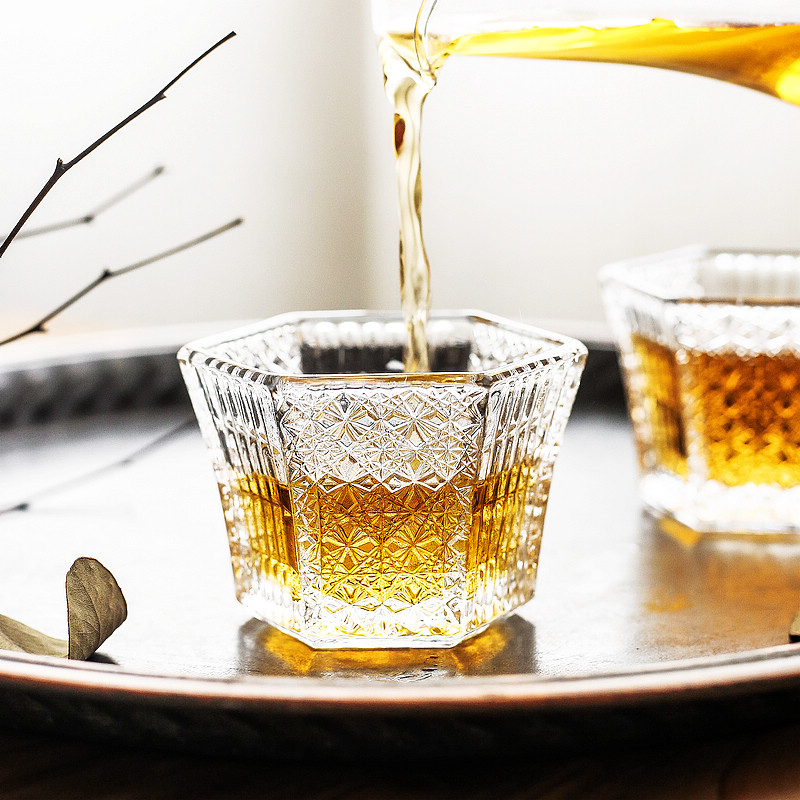 Beauty Wheel Beauty Japan Imported Stone Tsuzuka Nitrox Glass Cup Heat Resistant Hexagonal Cup Whisky Clear Wine Cup Tea Cup