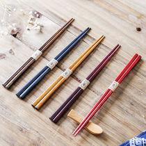 Japan imported solid wood chopsticks non-slip dishwasher 5 pairs of Japanese natural paint-free yellow beam wood household chopsticks