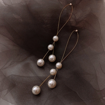 Pearl earrings 2021 New temperament long tassel sterling silver earrings temperament senior light luxury atmospheric earrings tide