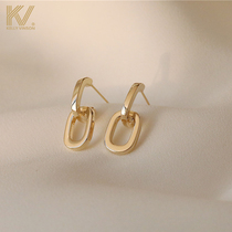 Ring buckle earrings 2021 New Tide senior sense sterling silver earrings cold style personality temperament retro earrings