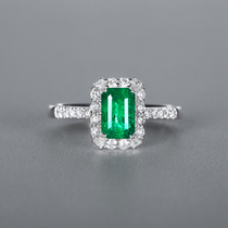 Shanhe Jewelry 1 13 carat natural emerald ring 18K gold inlaid with diamond vivid green colored treasure GUILD ready for sale