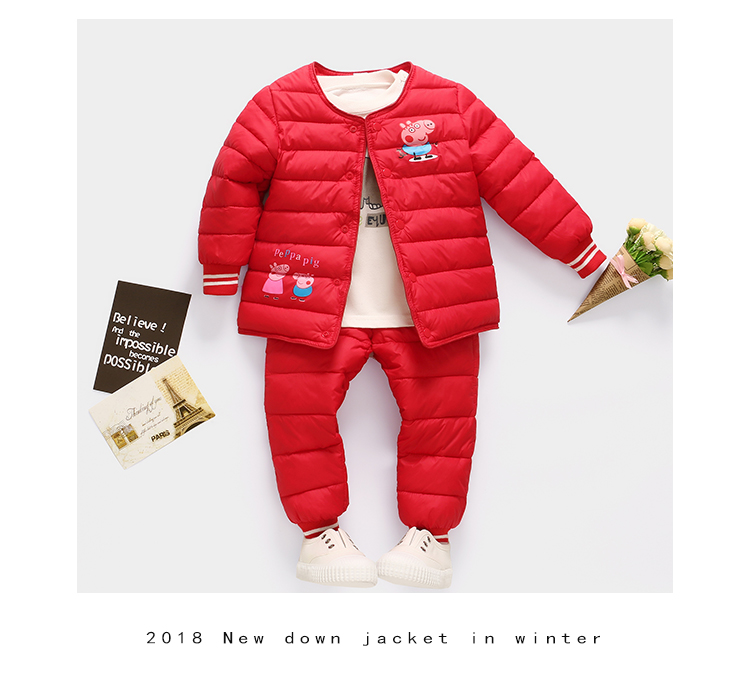 Bộ đồ cotton cho bé xuống 2-7 tuổi bé trai và bé gái áo khoác cotton dày ấm 3-4-5-6 Bộ đồ cotton hai mảnh cho bé quần áo cho bé gái