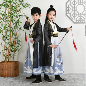 Children ancient Hanfu for boy childrenson young master chivalrous scholar traditional Chinese costume disciple GUI Chinese style performance Costume