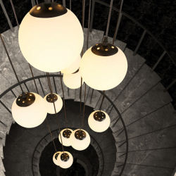 Duplex Staircase Chandelier Nordic Light Luxury Minimalist Modern Apartment Rotating Loft Duplex Hollow Living Room Lamp