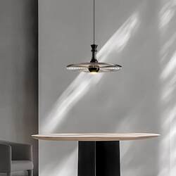 Italian Minimalist Restaurant Chandelier Designer Nordic Modern Minimalist Island Table Dining Table Bar Long Glass Flying Saucer Lamp
