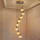 New Chinese medieval style stair chandelier, hollow duplex floor stairwell chandelier, long line simple wood art chandelier