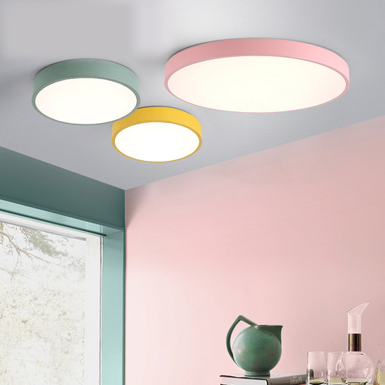 Nordic Bedroom Ceiling Light, Macaron Round Light, Living Room Light, Balcony Corridor Light, Simple Colorful Led Children's Room Light