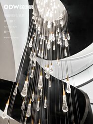 2020m Designer Lan's Large Chandelier for Villa Stairs, Sales Office, Model Home, Restaurant, Bar Counter, Artistic Crystal Water Drop Light