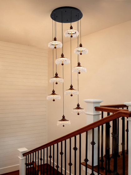 Staircase Chandelier 2026 New Model, Mid-Century Style, Elegant and High-End, Cream Style Water Drop Loft Duplex Open Space Long Chandelier