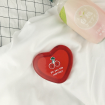 Not greasy girl heart * Korean ins love cherry double mirror portable flip mini makeup mirror