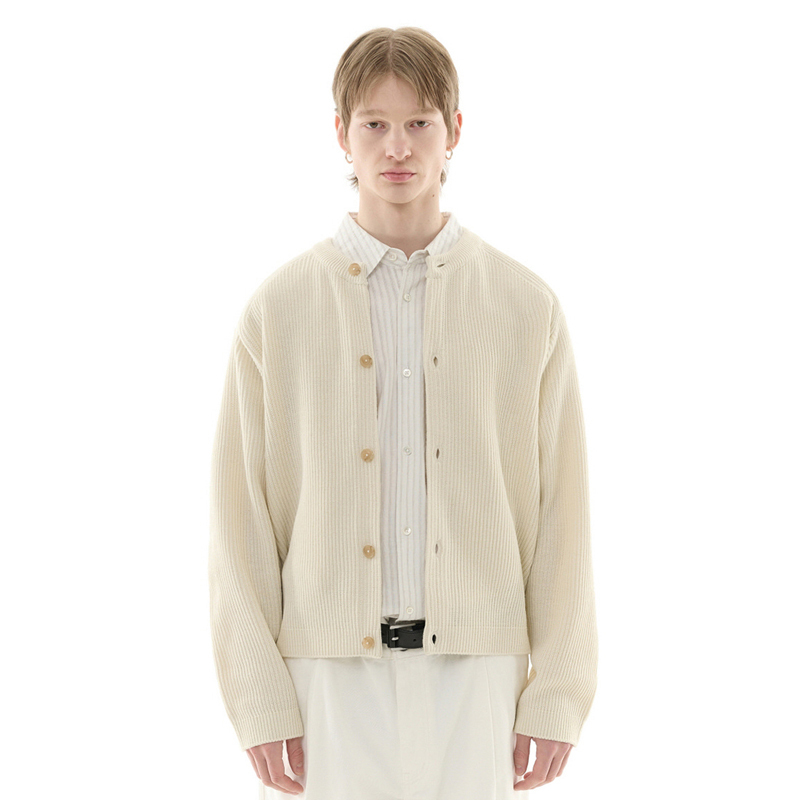 Repet Classic Round Neck Knitted Cardigan Autumn and Winter Apricot Lazy Men's and Women's Sweater Loose Outwear Top for Men