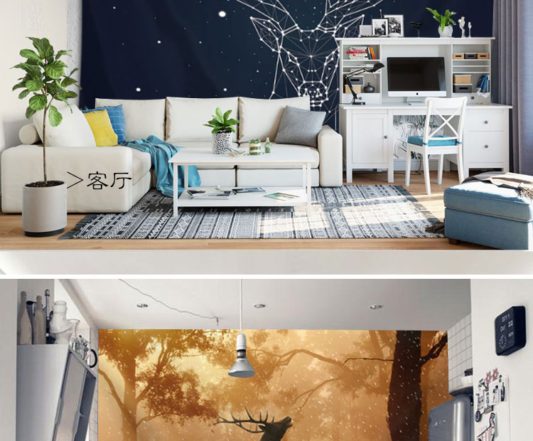 ins Bắc Âu nai sừng tấm vải treo tường trang trí treo vải tấm thảm vải nền màn phân vùng màn phòng ngủ thảm - Tapestry 	thảm treo tường hình biển