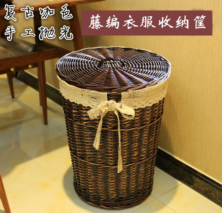 Rattan dirty clothes basket storage basket clothes box hot pot shop clothes storage basket rattan dirty clothes bucket wicker dirty clothes basket