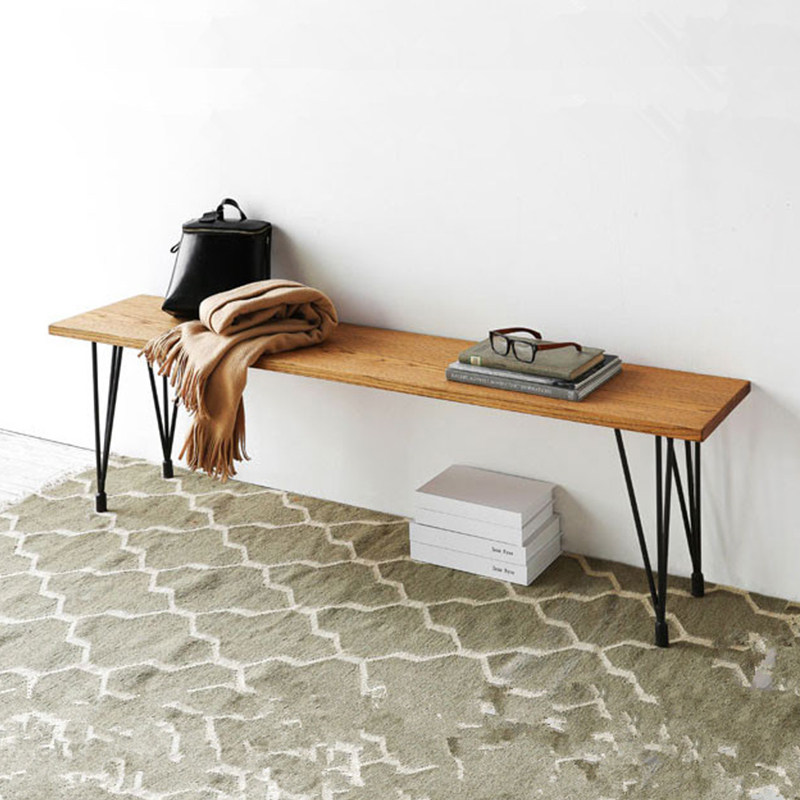 Shuya dining table bench dining table stool household wrought iron solid wood sitting stool changing shoes long bench storage porch stool