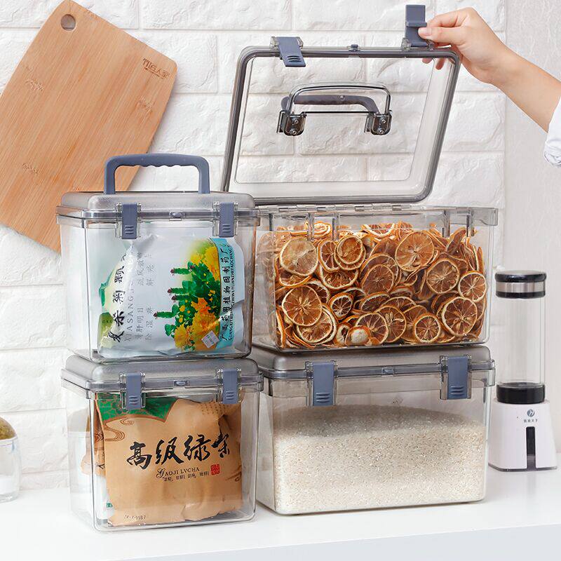 Box containing box Plastic home transparent containing box sealed moisture-proof thickened oversized covered snacks finishing box