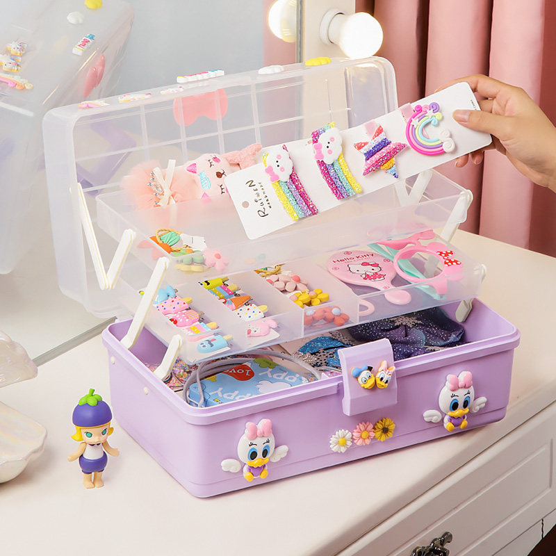 Children hair accessories Containing Box Cute Princess Hair Ring Hairpin Hairpin Hairpin Hairdresser Hair Ring Dressings Girl baby's first decorated box