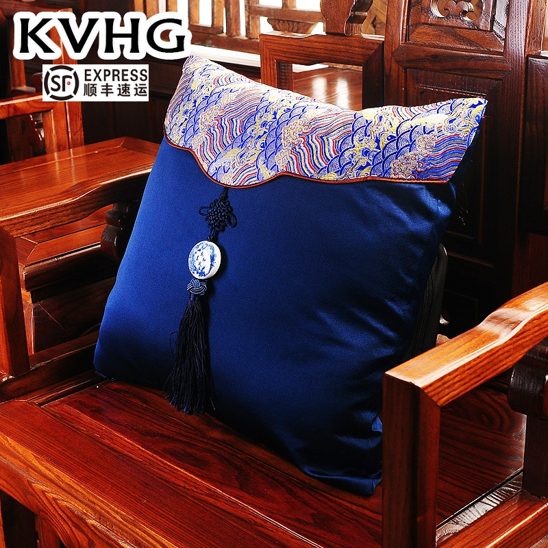 KVHG Chinese style pillow sofa cushion office lumbar pillow back car lumbar pillow cover bed head pillow high-end