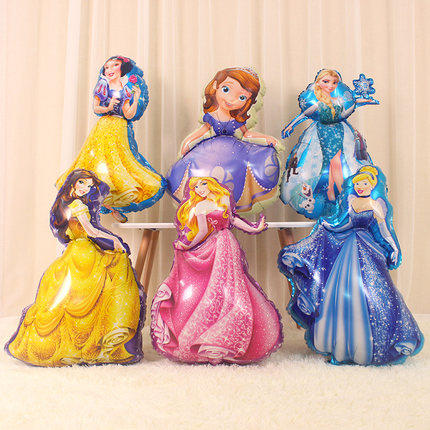 Frozen Cinderella princess decoration children's first birthday supplies dress up baby scene decoration balloons