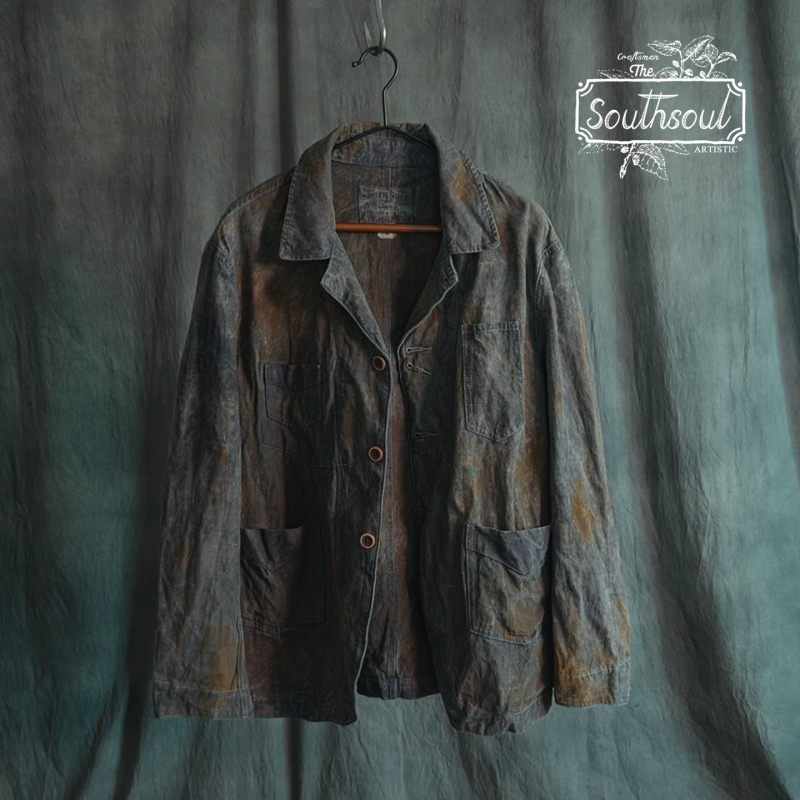 Vintage Heavy Cotton Fine Canvas Plant-Dyed Workwear Jacket Handmade Persimmon-Dyed Rust-Dyed Plant-Dyed Coat Vintage Heavy Cotton Fine Canvas Plant-Dyed Workwear Jacket Handmade Persimmon-Dyed Rust-Dyed Plant-Dyed Coat