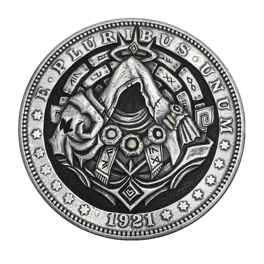 1921 American Morgan Coin Pending Assassin's Creed Necklace Retro Euro - American Play Silver Coin Collection DIY Play Play
