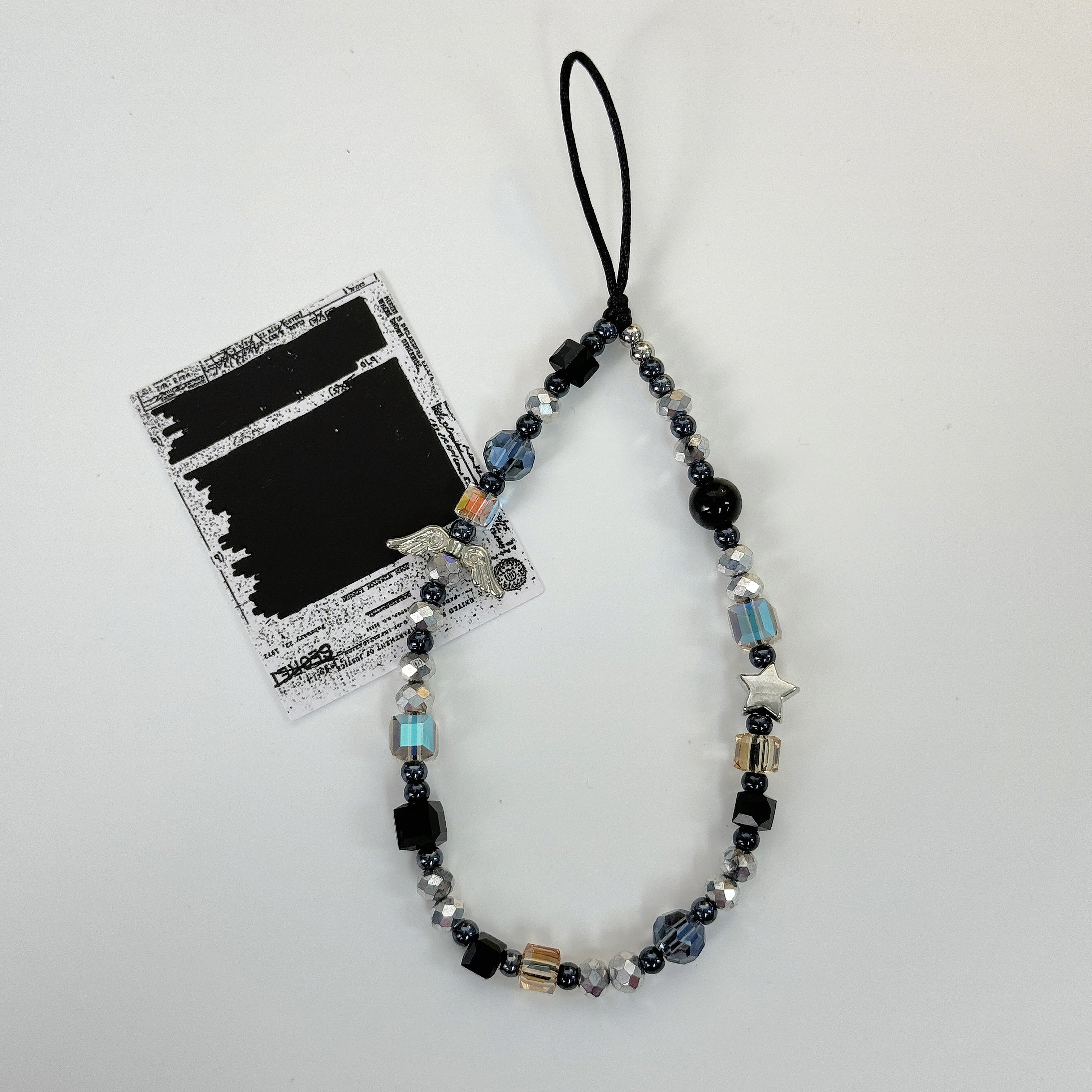 YoveMe Dark Gothic Sweet and Cool Style Beaded Phone Chain Mini Short Chain Phone Case Pendant Charm Anti-Loss Chain