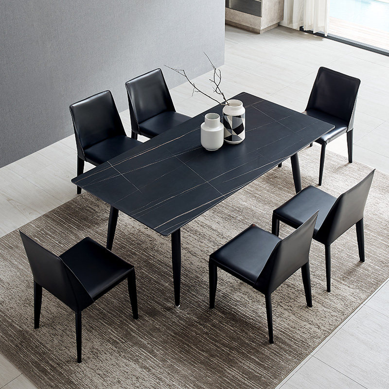 Italian minimalist rock slab dining table modern minimalist small apartment rectangular dining table imported marble dining table and chair combination