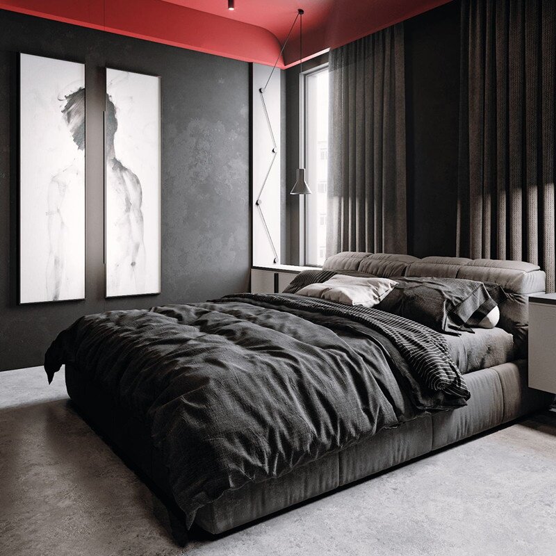 Modern minimalist fabric bed Italian minimalist storage bed industrial style light luxury soft bed designer master bedroom double bed