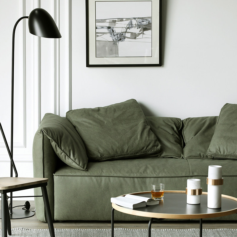 Modern minimalist washout tech cloth sofa Nordic small family type straight row floor trio living room latex sofa combination 