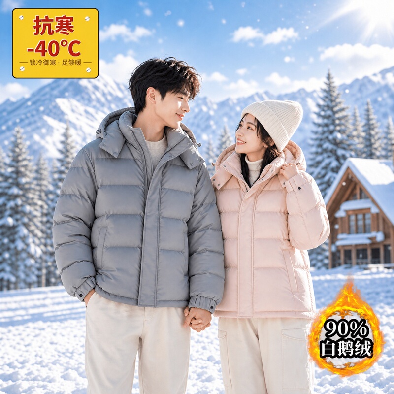 Harbin Mohe Cold-Proof Goose down Jacket for Men and Women, Couple Style, 2026 Winter New Model, Extra Thick, Long Style, over the Knee