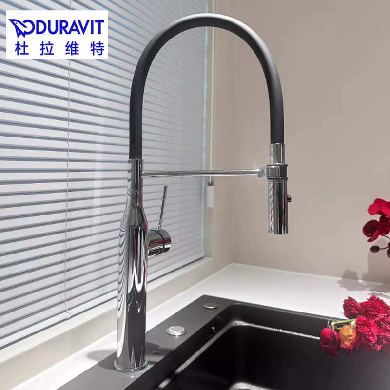 Duravit Pull-Out Faucet All-Copper Kitchen Sink Hot and Cold Water Faucet