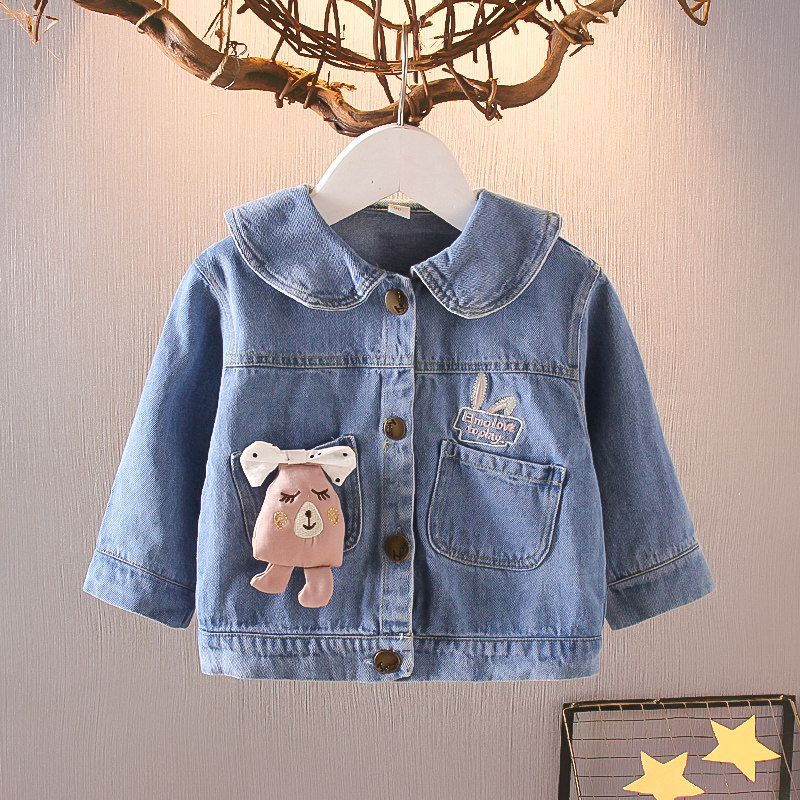 Children's denim jacket 1-3-4-5 years old girls autumn clothes 2021 new children's tops spring and autumn baby clothes 2