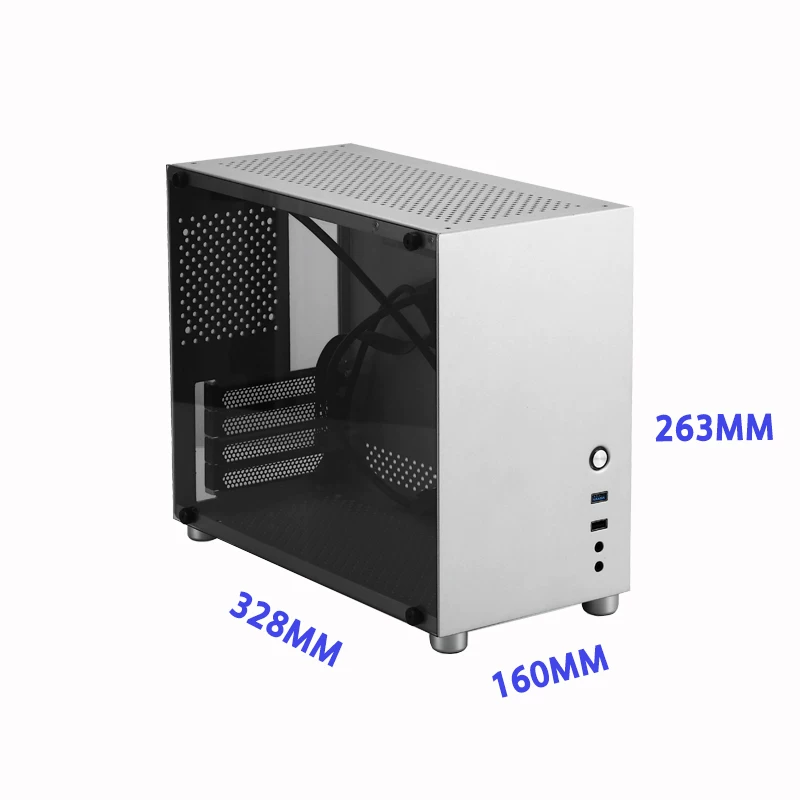 Серебряный полностью алюминиевый корпус для стеклянной панели SKTC HX BOX 100 мини-корпус, совместим с блоком питания SFX