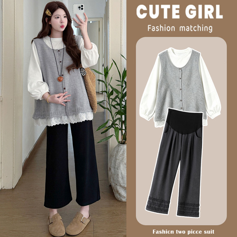 Maternity Fashion Set, Autumn Outfit, Stylish and Age-Reducing Maternity Wear, Loose Top, Vest, Pants, Outerwear Three-Piece Set for Trendy Moms Maternity Fashion Set, Autumn Outfit, Stylish and Age-Reducing Maternity Wear, Loose Top, Vest, Pants, Outerwear Three-Piece Set for Trendy Moms