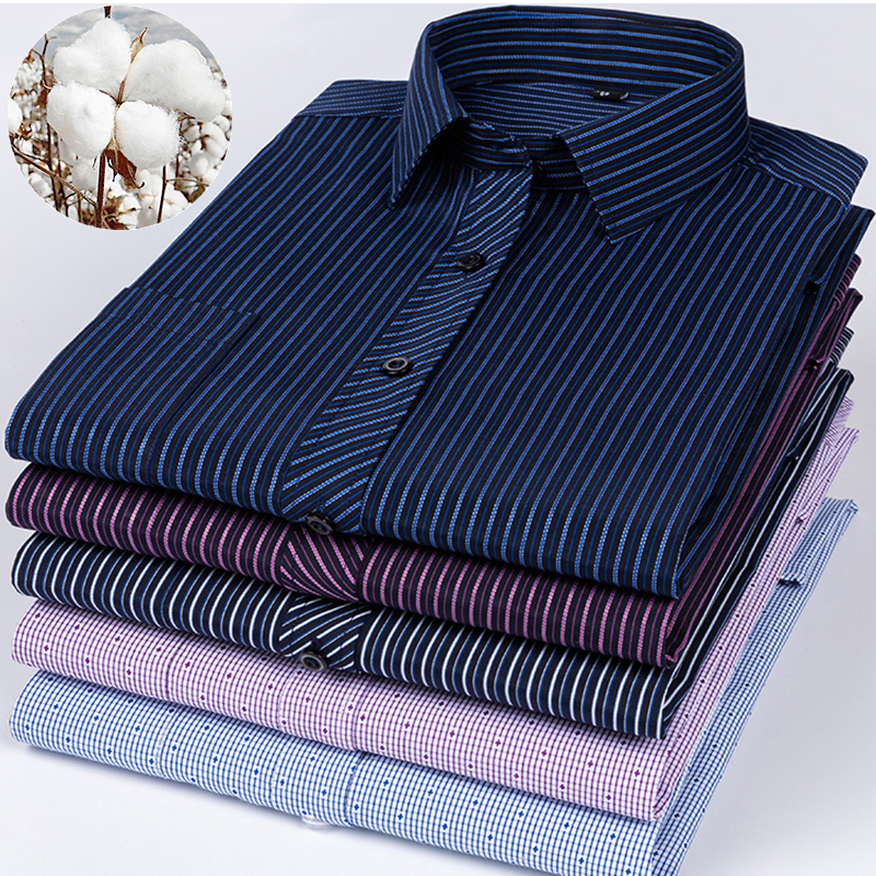 Paul's Plus-Size Striped Shirt for Middle-Aged Men, Long-Sleeved, Thin Summer Style, Loose Fit, Large Size, Elderly Dad's Shirt
