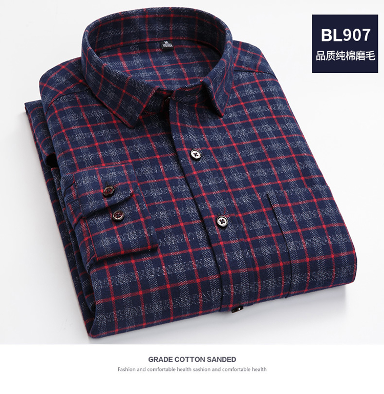 Mùa thu kẻ sọc cotton kẻ sọc nam dài tay trung niên lỏng cotton trung niên cha tải áo XL mẫu áo công sở đẹp
