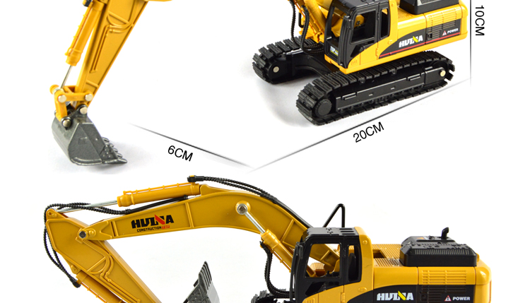 Máy đào hợp kim Hana mô hình kỹ thuật đồ chơi xe đặt mô phỏng lớn xây dựng vận chuyển trẻ em tĩnh mô hình máy bay trực thăng