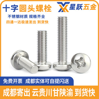 304不锈钢十字盘头螺丝加长圆头螺钉螺栓M2M3M4M5M6M8M10/GB818