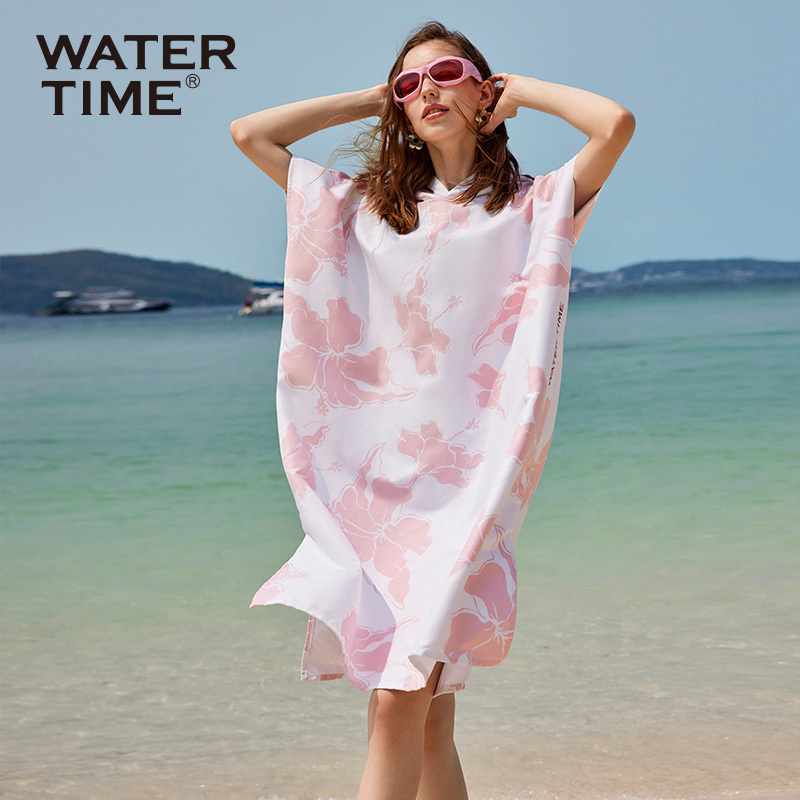 Watertime Quick-Drying Absorbent Swimming Poncho Bath Towel Poncho for Men and Women Bathrobe Fitness Sports Hot Spring Beach Towel