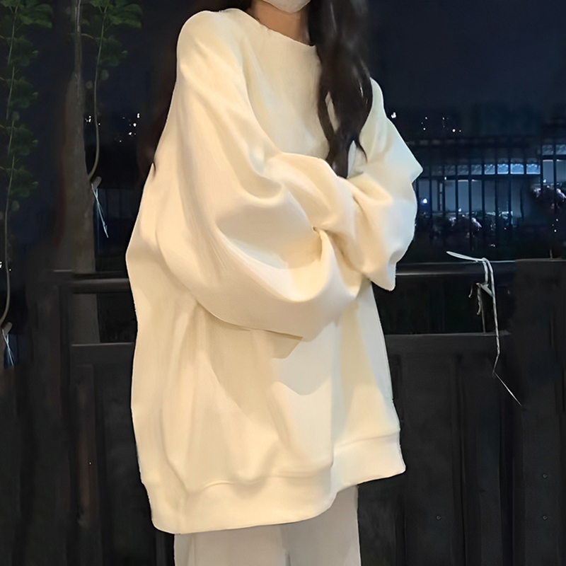 ins Super Popular Solid Color Hoodless Sweatshirt for Women, Spring and Autumn Oversized Thin Jacket, Korean Style Trendy Loose Lazy Top ins Super Popular Solid Color Hoodless Sweatshirt for Women, Spring and Autumn Oversized Thin Jacket, Korean Style Trendy Loose Lazy Top