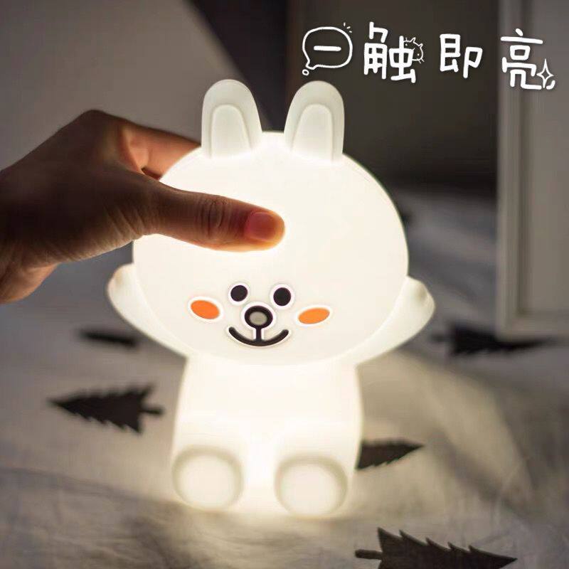 Rabbit Bear Silica Gel Small Night Light Touch Cute Clapping and Teenage Girl Dreamy Charging Eye Care Child Sleep Table Light