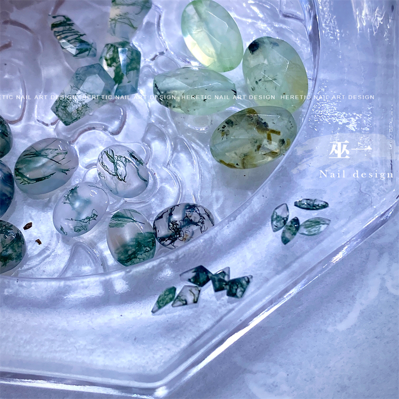 Wuyi Nail Natural Gemstone Nail Art Accessories New Chinese Style National Style Nail Art Aquatic Plant Agate Coffin Nail Accessories