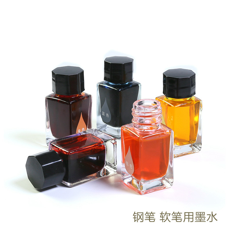 Long book fountain pen ink fountain pen brush ink non-blocking pen general color ink black red non-carbon quick-drying blue ink sac set pigment soft pen student ink