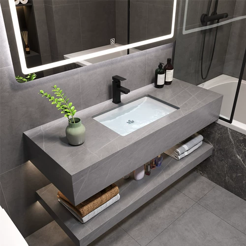 Интернет -знаменитость Light Luxury Modern Intelligent Double -Layer Rock Board Comminate Comment Ceramic Basin Wash Face Face Toigt Toame Toame Toilate