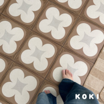 Retro cream style large white flower wood grain tiles parquet floor tiles kitchen balcony 300 tile tooling decorative tiles