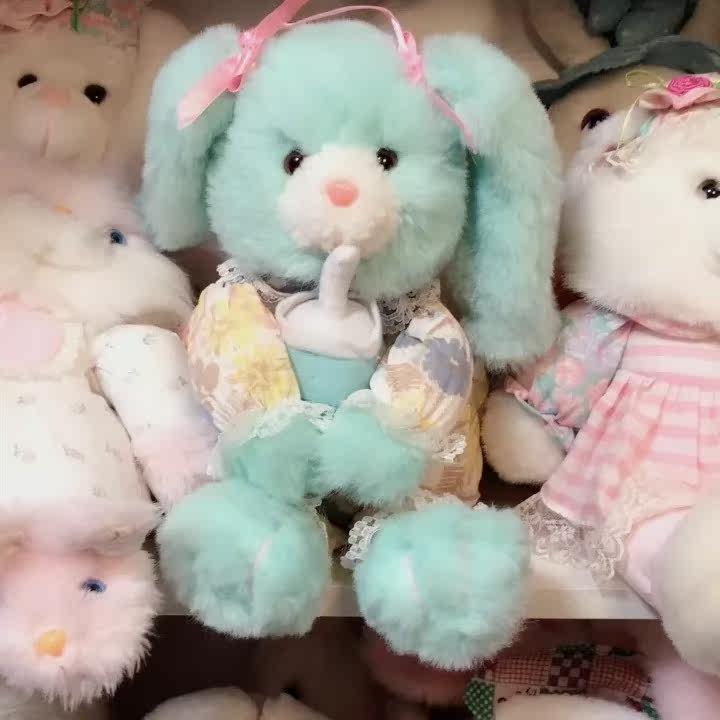 (Sold) Old Mint Green Baby Bottle Showa Rabbit