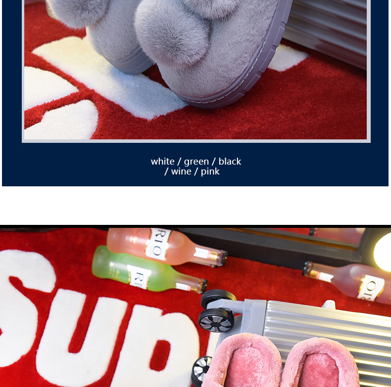 Dép cotton mùa đông nữ size lớn 41-43 nhà trong nhà dày đáy chống trượt Hàn Quốc dễ thương mùa đông dép len dép đi trong nhà