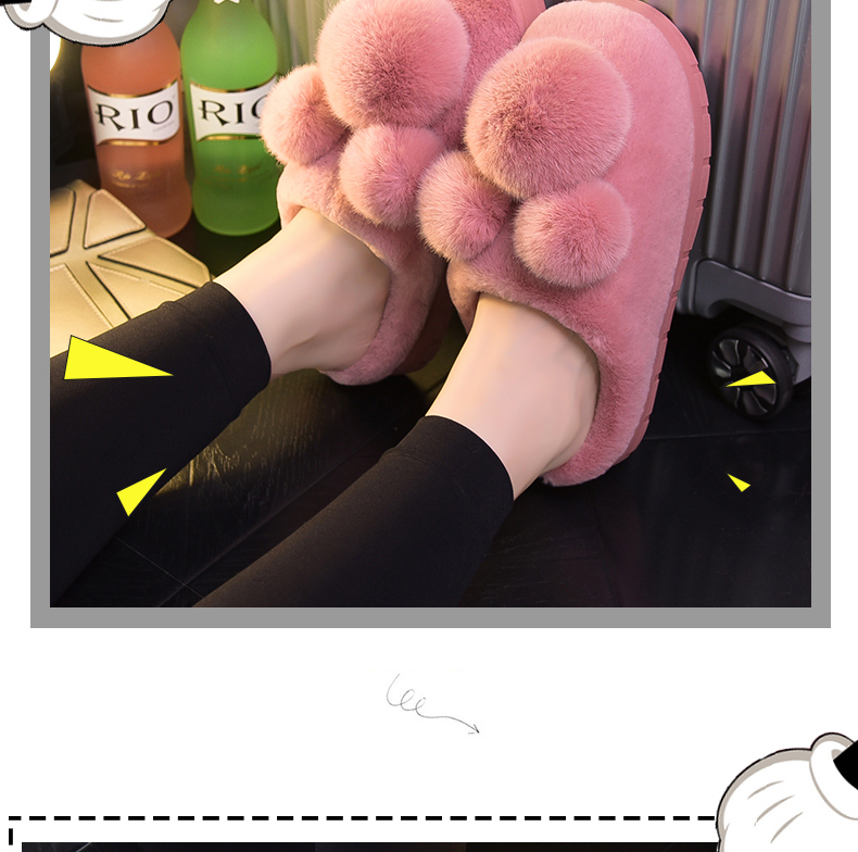 Dép cotton mùa đông nữ size lớn 41-43 nhà trong nhà dày đáy chống trượt Hàn Quốc dễ thương mùa đông dép len dép đi trong nhà